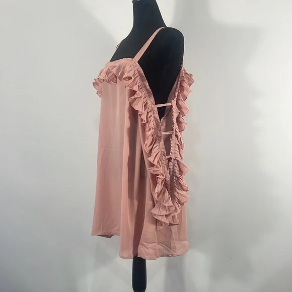 New Pretty Angel Pink,Baby doll dress, Tunic,Open shoulder,Ruffle,Large - Picture 3 of 12